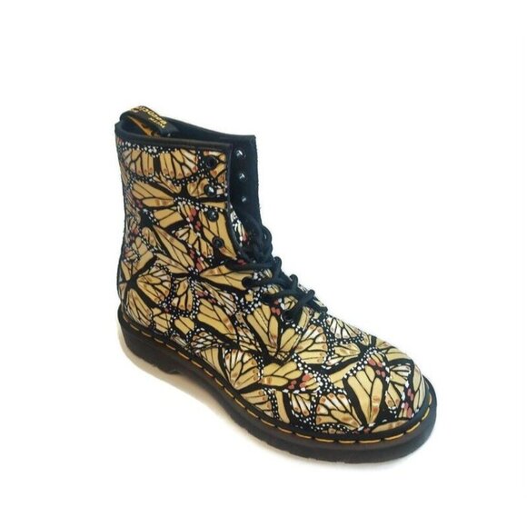 Dr. Martens 1460 Womens Size 8 Leather 8 Eye Lace Up Boots Butterfly Print - Picture 1 of 9